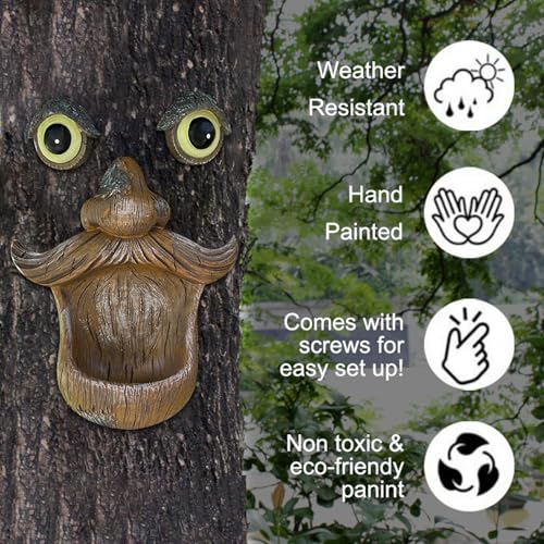 Mangeoire à oiseaux visage d'arbre en résine extérieure - 6