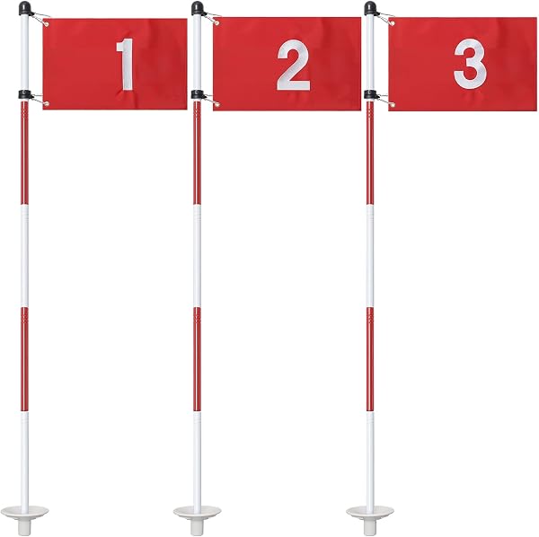 Lot de 3 drapeaux de golf verts de 188 cm, drapeaux de golf pour cour, golf, drapeau pour terrain de conduite, lot de 3 - 1