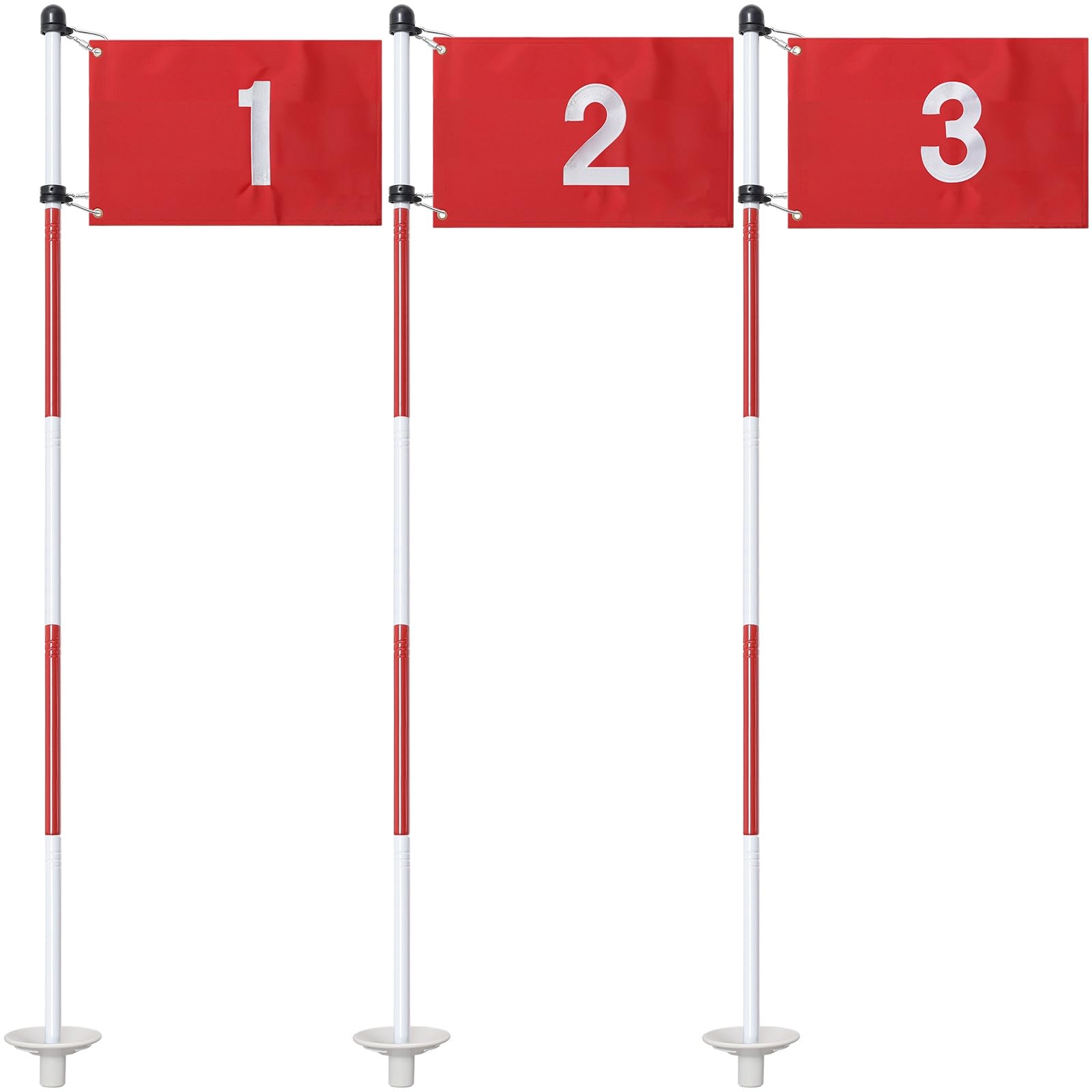 Golf Putting Green Cups and Flags, 188 CM Golf Flagstick, Golf Flags for Yard Golf Pin Flag for Driving Range, 3 Pack