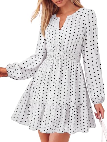 breezy flowy dress - dot white black