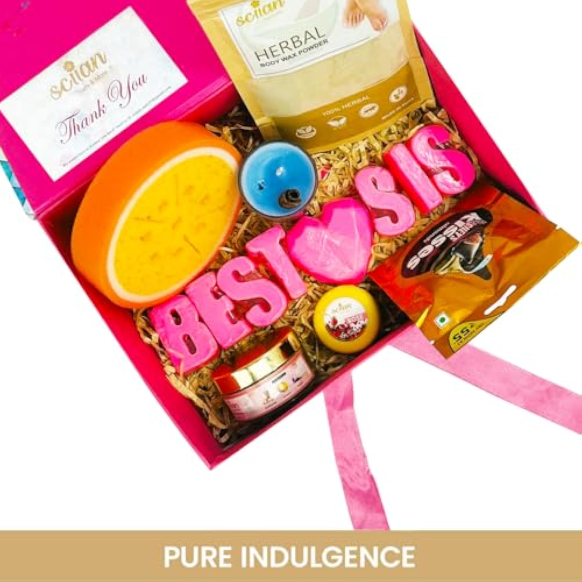 Diwali Gift Hamper for Sister, Bathing Sponge & Herbal Body Wax