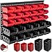 Produktbild Masko® Stapelboxen + Wandregal 32tlg Set Box Sichtlagerkästen Schüttenregal Steckregal, Werkstatt, Hängeregal, Sortimentskasten, Kleinteilemagazin, Sichtlagerkästen Farbe Schwarz/Rot