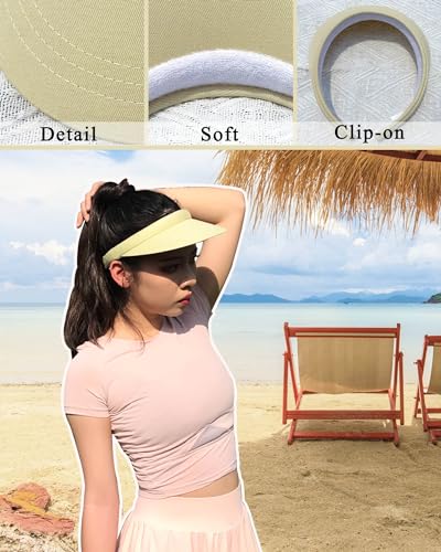 Image of 3 Pack Sports Sun Visor Hat Women Men Adjustable Clip On Visors Outdoor Golf Beach Cap