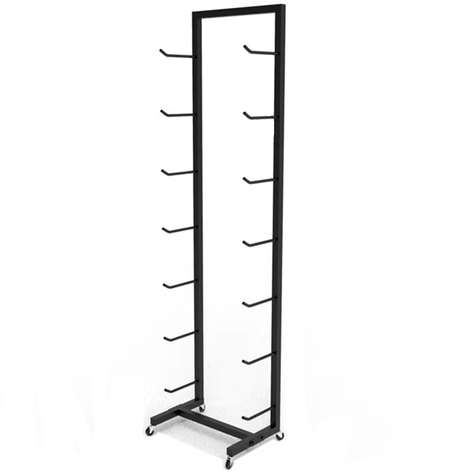 JYHHGDS 7-Tier Yoga Mat Storage Cart with Wheels - Large Floor Standing Organizer for Pilates & Workout Bands - Metal Yoga Mat Rack for Home Gyms & Garage (Black, 59in Height)