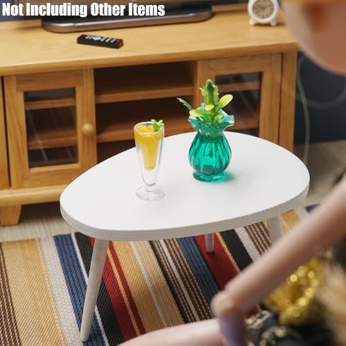 Odoria Miniatura de mesa de centro de casa de bonecas: mesa lateral em escala 1/12 branca para sala