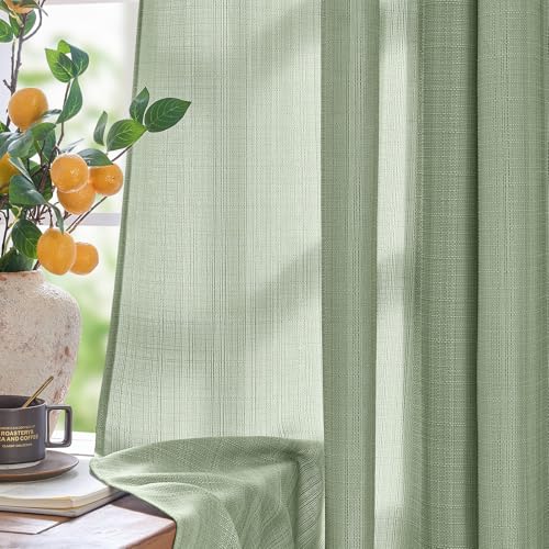 jinchan Curtains Linen Textured Casual Weave Curtain for Living Room Grommet Top Light Filtering Window Drapes Panels for Bedroom Beige 63 Inches Long 2 Panels Curtains 50"W x 63"L (Pack of