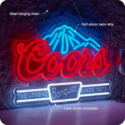 Image of Crs Banquet Beer Neon Sign Bar Led Light for Wall Decor | USB Powered Neon Sign with Dimmer for Man Cave Bar Pub Restaurant Party Gift Wall Art, Size: 16.5 X 12.6 Inch