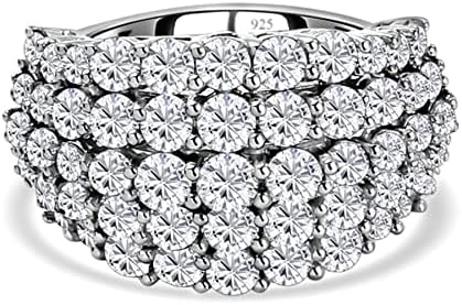 Moissanite Engagement Rings Solid 14K White Gold 3 CTTW Cluster Ring Men's & Women's Ring Wedding Gift (Sterling Silver, 9)