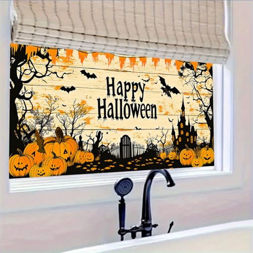 Vinilo decorativo Halloween Calabaza y Murciélago 39x17 in miniatura 5