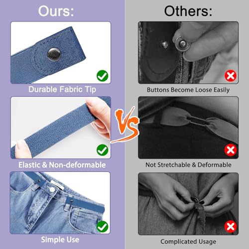 Image of 【4 Pcs】No Buckle Stretch Belt for Women and Men Elastic Waist Belt Invisible Belts for Jeans Pants