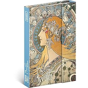 Alfons Mucha Zakagenda 2022, A6, afsprakenplanner met magneetsluiting, weekplanner, boekkalender, hardcover…