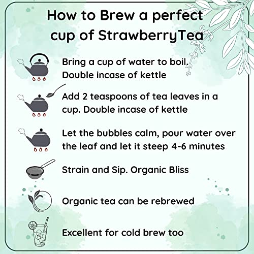 Image of Radhikas Fine Teas Hormonal Balance Strawberry Leaf | Strawberry Green Tea Blend | Fruity Loose Leaf Tea | 50g | Makes 25 Cups