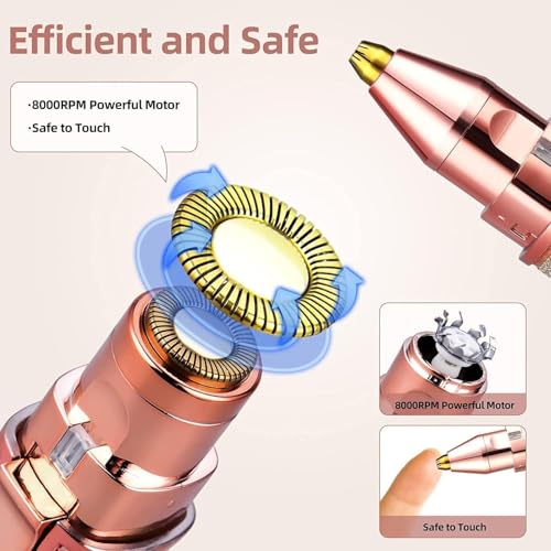 Image of 2-in-1 Portable Eyebrow Trimmer and Facial Hair Remover for Women, Professional Electric Epilator with Built-in LED Light, Painless Precise Eyebrow Shaper for Upper Lip Chin Nose and Body Hair Removal, USB Rechargeable & Travel Friendly Beauty Grooming Kit (Multicolor)