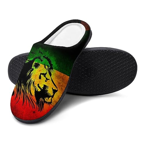 Lion Flag Reggae Rasta Green Yellow Red Art Man Womens Slippers Furry Keep Warm Cotton Shoes Anti Skid Winter Room Slipper2