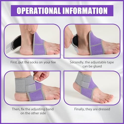 Image of Tarpop 2 Pairs Kids Ankle Brace Set Foot Support Stabilizer Wraps Protector Guard Knitted Ankle Sleeve Sock Support Compression Socks for Injury Prevention(Purple,Medium)
