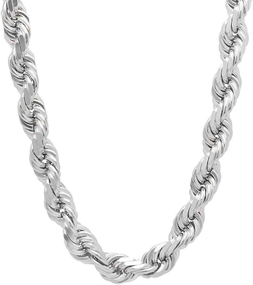 Verona Jewelers Mens Italian 925 Sterling Silver Diamond Cut Rope Chain Necklace, 5MM, 6MM, 7.5MM,8.5MM- Mens Rope Chain, Sterling Silver Rope Chain Necklace For Men, Mens Rope Chain Bracelet