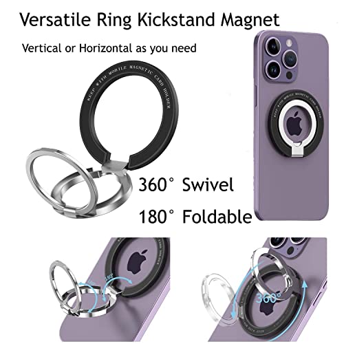 Fonessary Magnetic Phone Ring Holder Grip Kickstand For Iphone 14 13 12 Magsafe And Wireless Charging,Double Ring Kickstand Holder Magsafe For Cell Phone #TOP4
