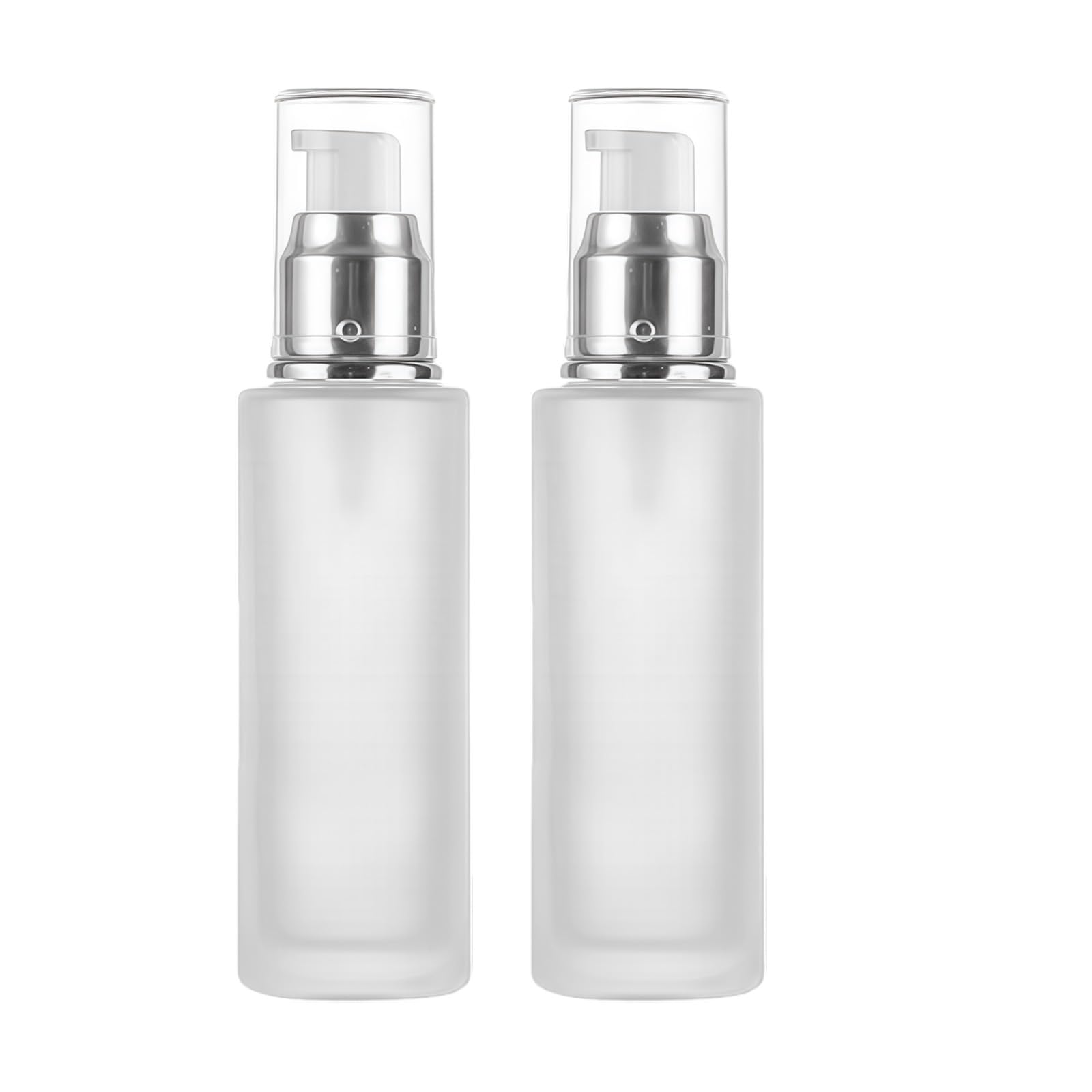 2 Pcs 120ml 4oz Frosted Glass Lotion Bottles Pump Dispenser Bottles Cosmetic Cream Bottles Travel Pump Bottles Cosmetic Cream Container Dispenser Bottle for Makeup Liquid Essential Oil Blends