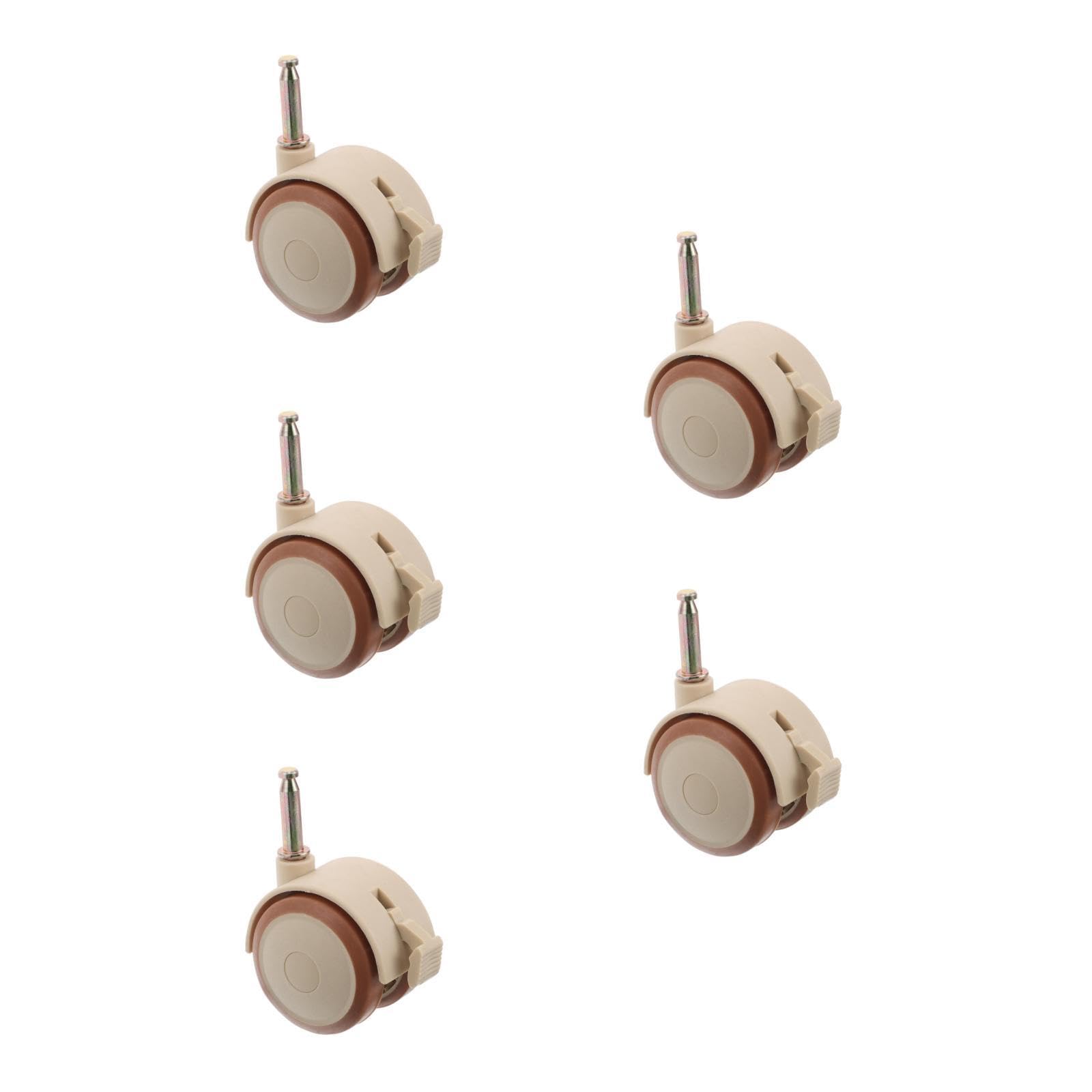 Abaodam 5 Pz Rotelle Per Culla Rotelle Del Letto Ruota Con Asta Silenziosa Per Culla in Gomma Ruota Piroettante Ruota Per Cancello Interasse Mini Ruote Beige Gomma Da Cancellare