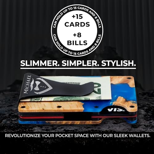 The Element - Personalized Wallet for Men - Slim Minimalist RFID Card Holder Money Clip - Wood Metal Wallet for Him - 5 Colors - Birthday, Anniversary, Father's Day Gift for Husband, Boyfriend, Dad3