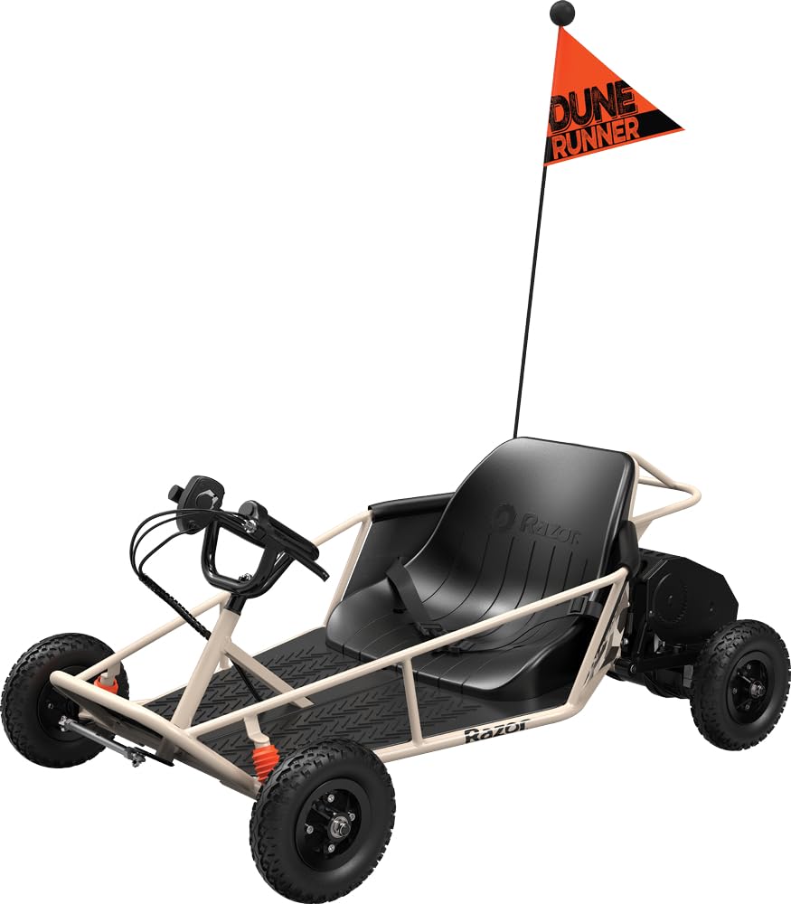 Razor Ground Force Dune Runner – Electric Dune Buggy Ride-on, Up to 10 MPH, Up to 40 Minutes of Continuous Use, 24V Rechargeable Battery System, Silver