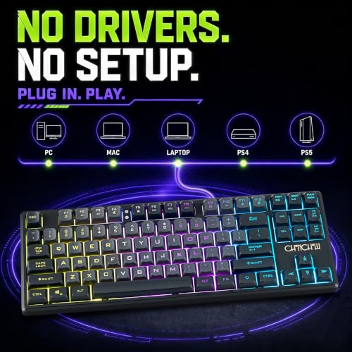 Image of CHONCHOW TKL Gaming Keyboard Wired, Anti Ghosting 87 Keys FPS for PC PS5