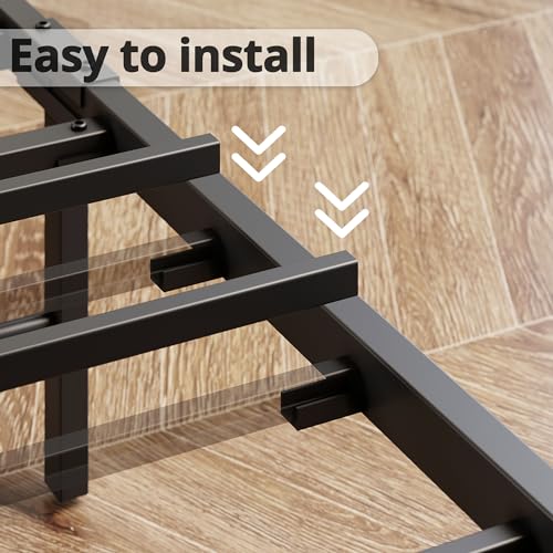 Image of LIKIMIO California King Bed Frame, Storage Headboard with Charging Station, Solid and Stable, Noise Free, No Box Spring Needed, Easy Assembly (Walnut and Beige)