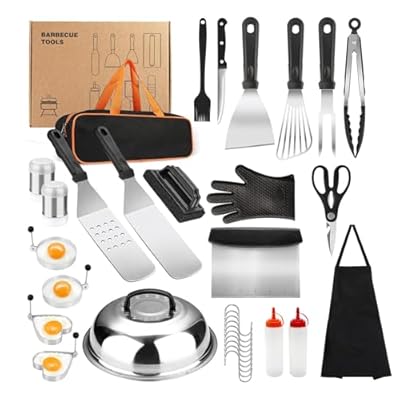 HYSHLC 35pcs Griddle Accessories Kit, Heavy Duty Stainless Steel Barbecue Grill Accessories Flat Top Grill Tools for Camp Chef Black Stone Grilling Accessories Grilling Gifts for Men Dad BBQ