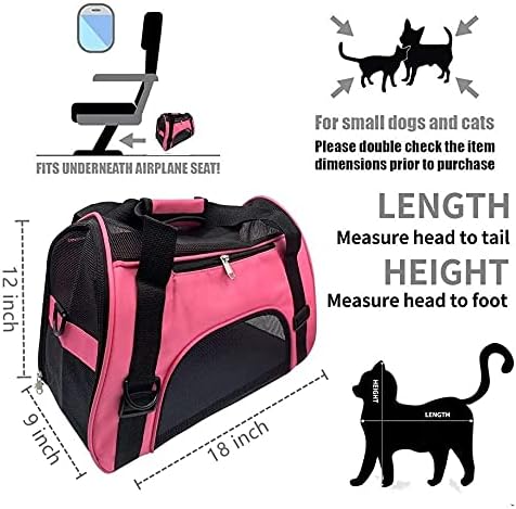 TIYOLAT Pet Carrier Bag, Airline Approved Duffle Bags, Pet Travel Portable Bag Home for Little Dogs, Cats and Puppies, Small Animals (M, Pink)