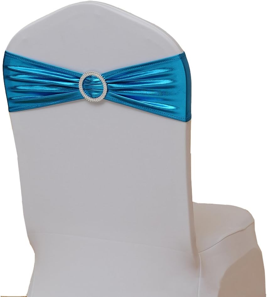 20pcs Wedding Chair Sashes Gold Chairs Bows Elastic Chair Band with Buckle for Wedding Party Father‘s Day Decoration