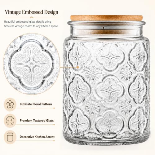 Image of ANSQU Glass Jar with Lid, 23.7 oz Decorative Mason Jar, Coffee Canister | Glass Storage Container with Lid, Airtight Kitchen Canister for Coffee, Tea, Sugar, Candy, Cute Jar