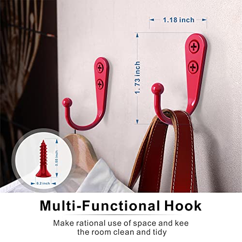 Zaybod 15Pcs Coat Hooks | Robe Hooks | Wall Mount Hooks | Hooks For Hanging | Mudroom Hooks | Backpack Hooks | Hat Hook With 30 Screws (Pink) #TOP4
