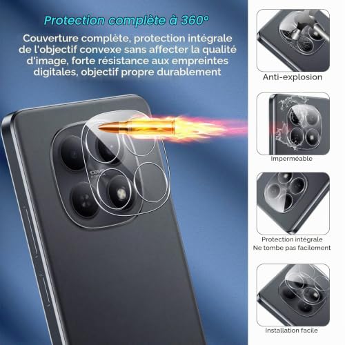 Vauki Verre Trempé pour Xiaomi Redmi Note 15 4G Protection D'écran Film avec Caméra Arrière Protecteur,Dureté 9H Vitre écran,Anti Rayures Sans Bulless HD Transparent Haute Sensibilité,[2+2Pièces] – vue 3