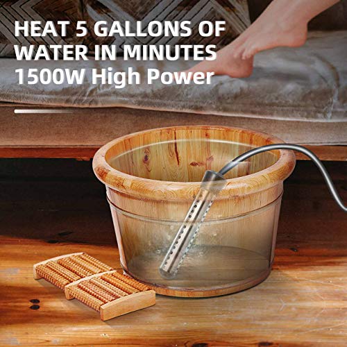 Immersion Water Heater,GESAIL Submersible Water Heater 304 Stainless Steel Guard, Pool Heaters For Above Ground Pools To Heat 5 Gallons Water In Minutes (Black) - Thumbnail 3