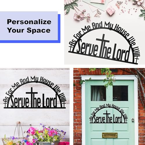 Image of BLIND SHOP As For Me and My House We Will Serve The Lord Wall Sign | Christian Metal Wall Art for Home Decor | Wall Sculpture Home Decoration | Metal Art | Metal Wall Art (45 x 43x 1.5 CM)