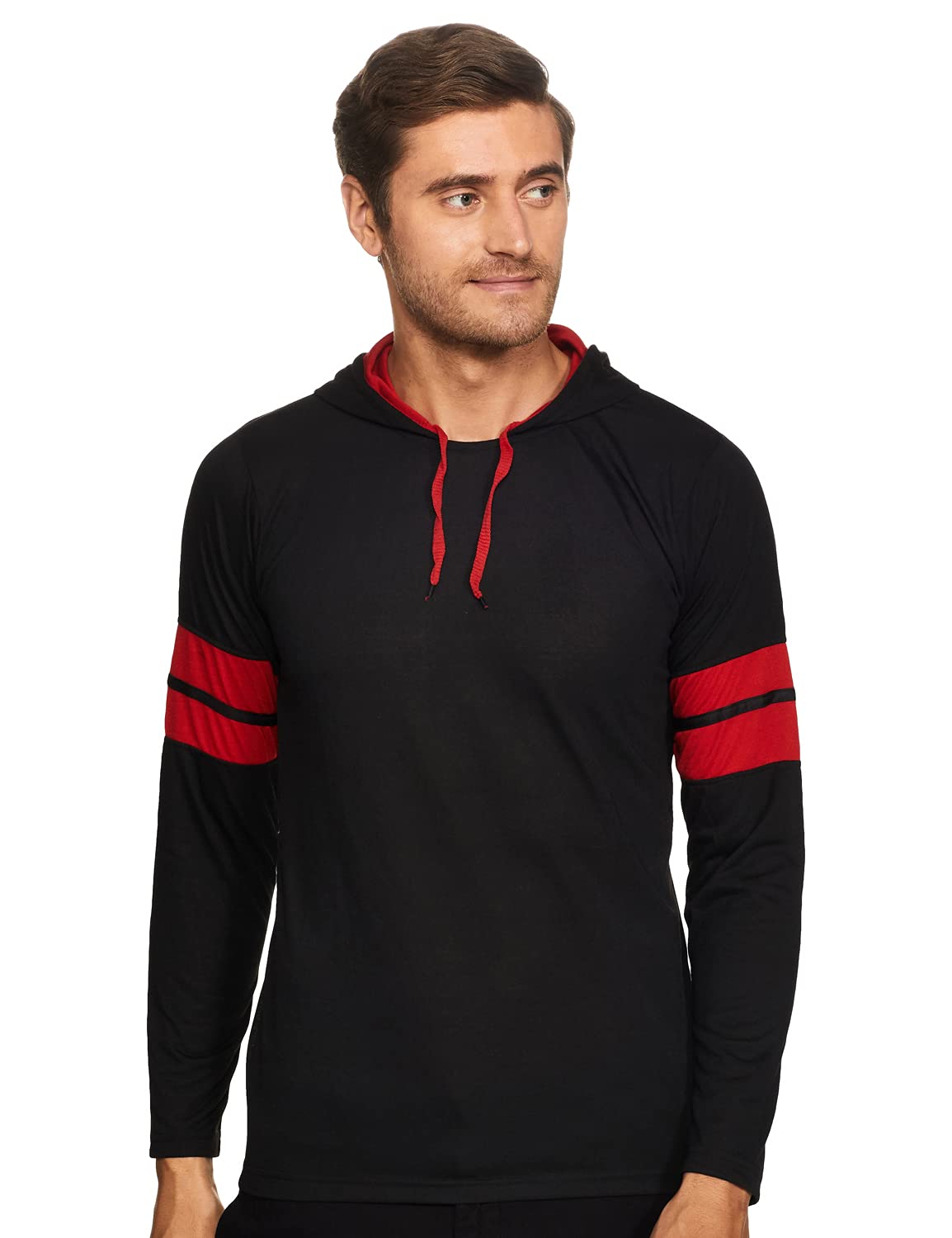 Men's Cotton Blended Regular Fit Hood T-Shirt-P128-image-1