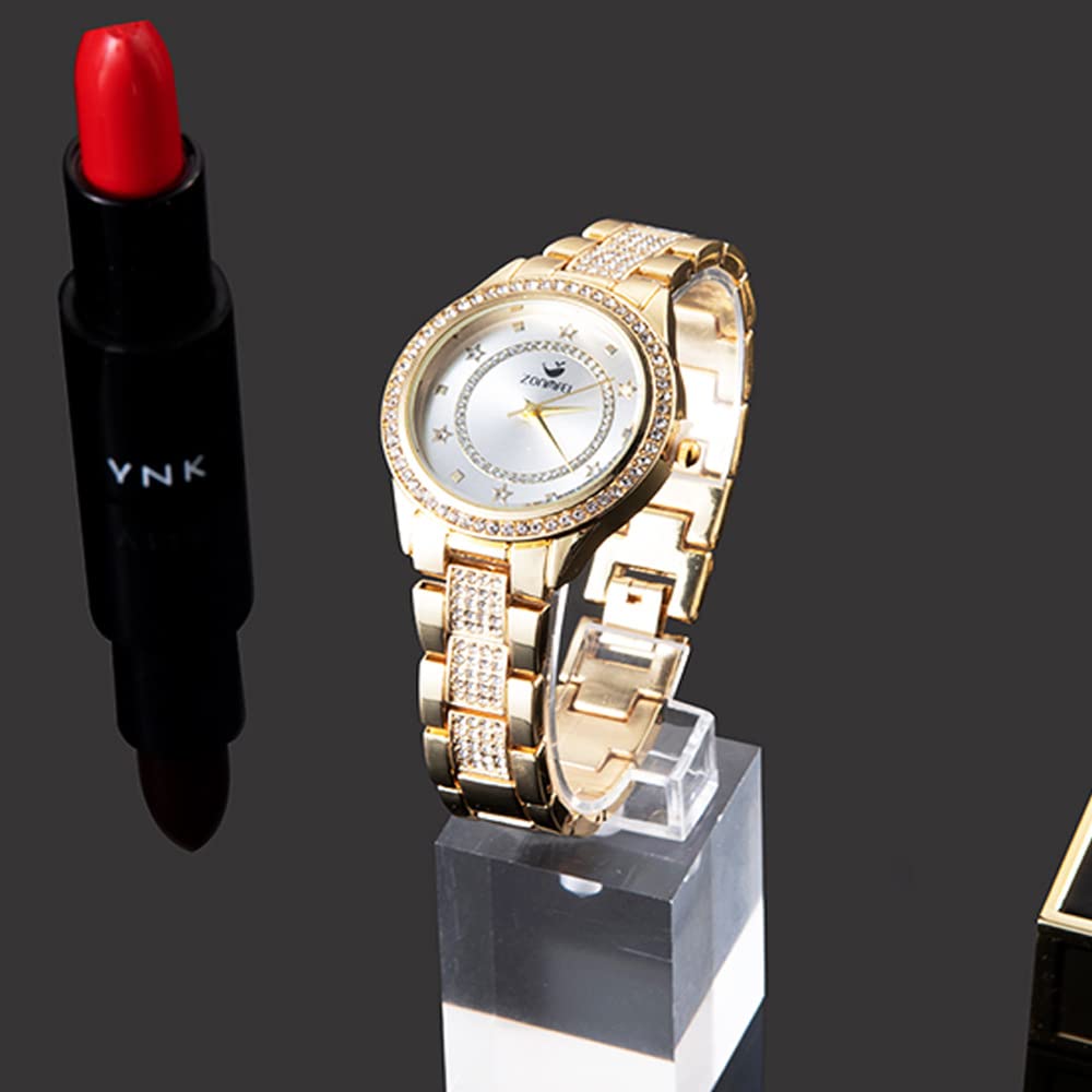 YUYTE Orologio da polso da donna, con cinturino in oro rosa e oro, per donne e ragazze, con strass, al quarzo, per Natale