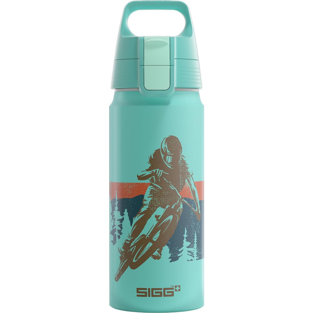 Sigg - Aluminium Water Bottle For Kids - WMB ONE Race Suitable For Carbonated Drinks - Leakproof - Lightweight - BPA Free - Climate Neutral Certified - School & Sports - Glacier - 0.6L