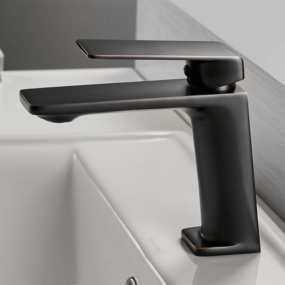 Mitigeur de salle de bains haut de gamme finitions nickel brossé et noir mat pour vasque