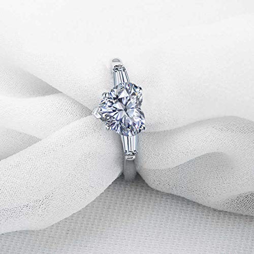 Anillo de compromiso de boda chapado en oro de 18 quilates con circonita cúbica de 3 piedras, viene en caja de regalo, Metal, Zirconia cúbica 5