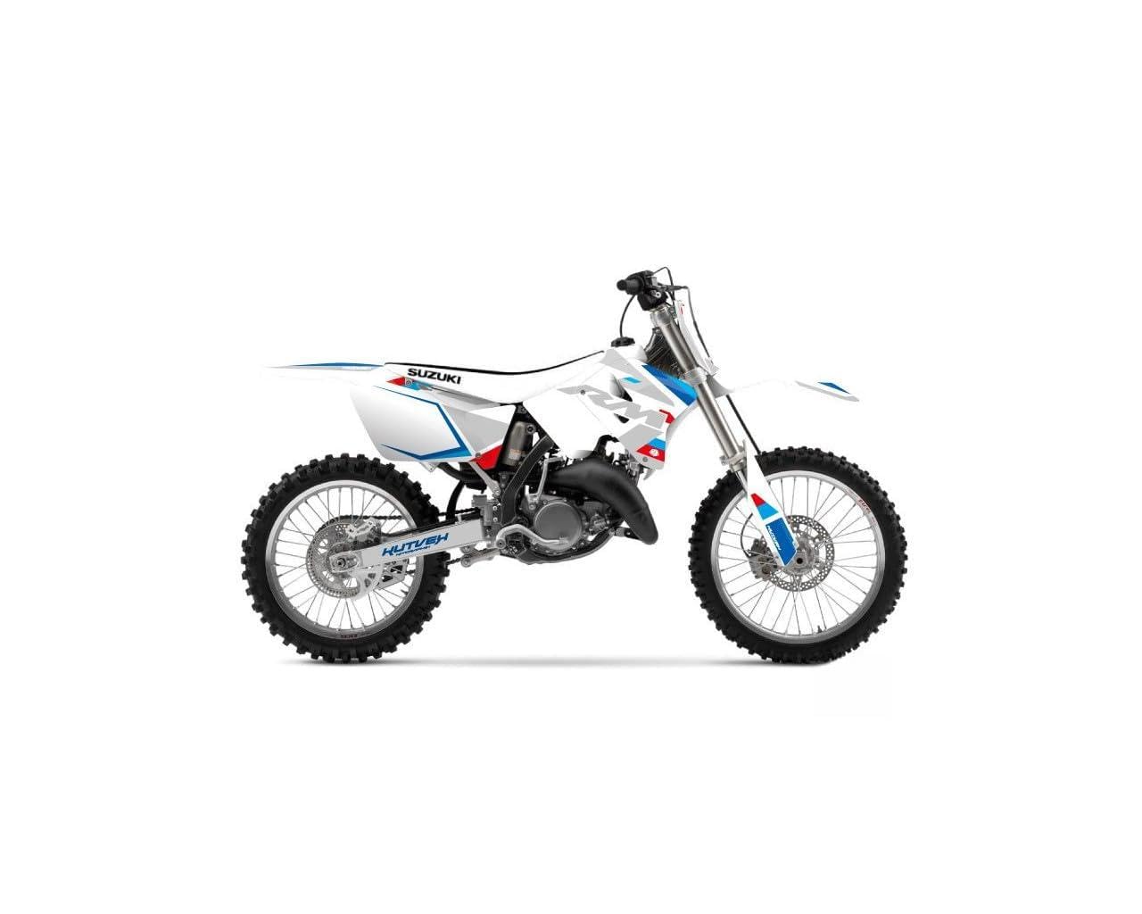 Kit déco Suzuki 250 RM blanc rénovation carénages rayés Moto Cross Label - 3