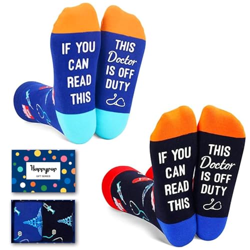 HAPPYPOP Gifts for Doctors Men Women - Retirement Gifts for Doctors Dr Gift for Doctor Drs Day Gift, Funny Doctor Socks