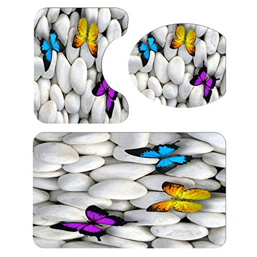 Conjunto de 3 peças de tapete de banheiro em chenille antiderrapante da Flameer, inclui tapete de ba