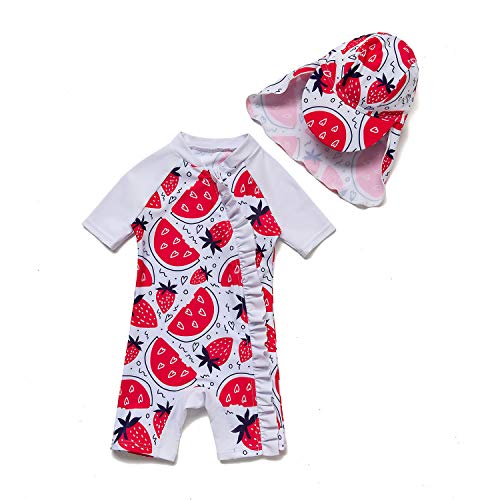 Swimsuit UPF 50+ Sun Protection One Piece Full-Length Zipper Sun Suit for Baby & Toddler (Melon, 9-12 Months)