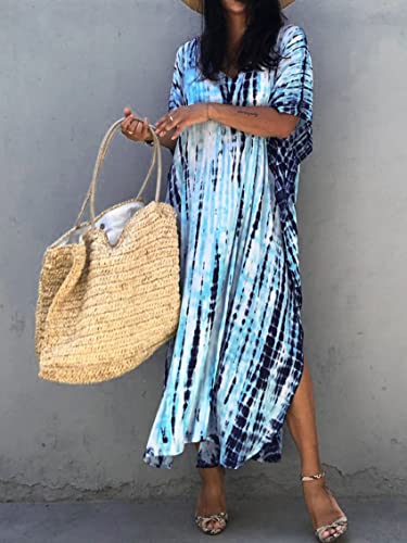 Image of Kaftan Dresses for Women Plus Size Summer Beach Dress with Print and Swim Cover Ups
