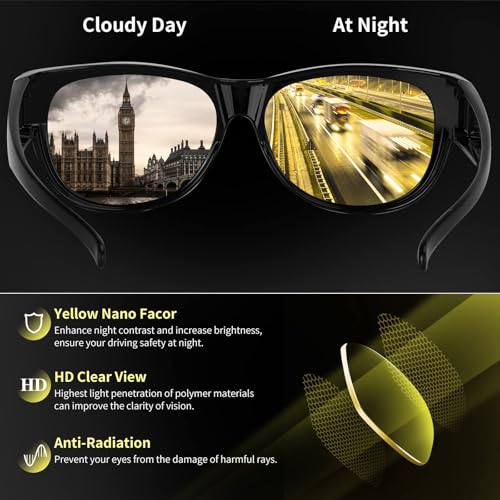 Image of GEGURI Polarized Sunglasses Fit Over Glasses for Men Women, Oversized Square Sun Glasses UV400 Protection Shades