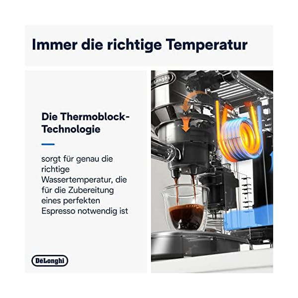 De'Longhi Dedica Style EC 685.M – Espresso Siebträgermaschine, Espressomaschine mit professionellem Milchaufschäumer, nur 15 cm breit, für Kaffeepulver oder ESE Pads, 1 l Wassertank, silber – Bild 4