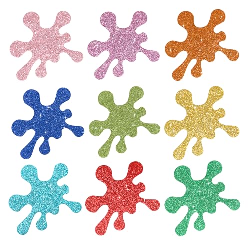 Image of Vuzvuv 54Pcs Glitter Art Paint Splatter Paper Cutouts Bulletin Board Decorations for Birthday Party Theme Decor Supplies