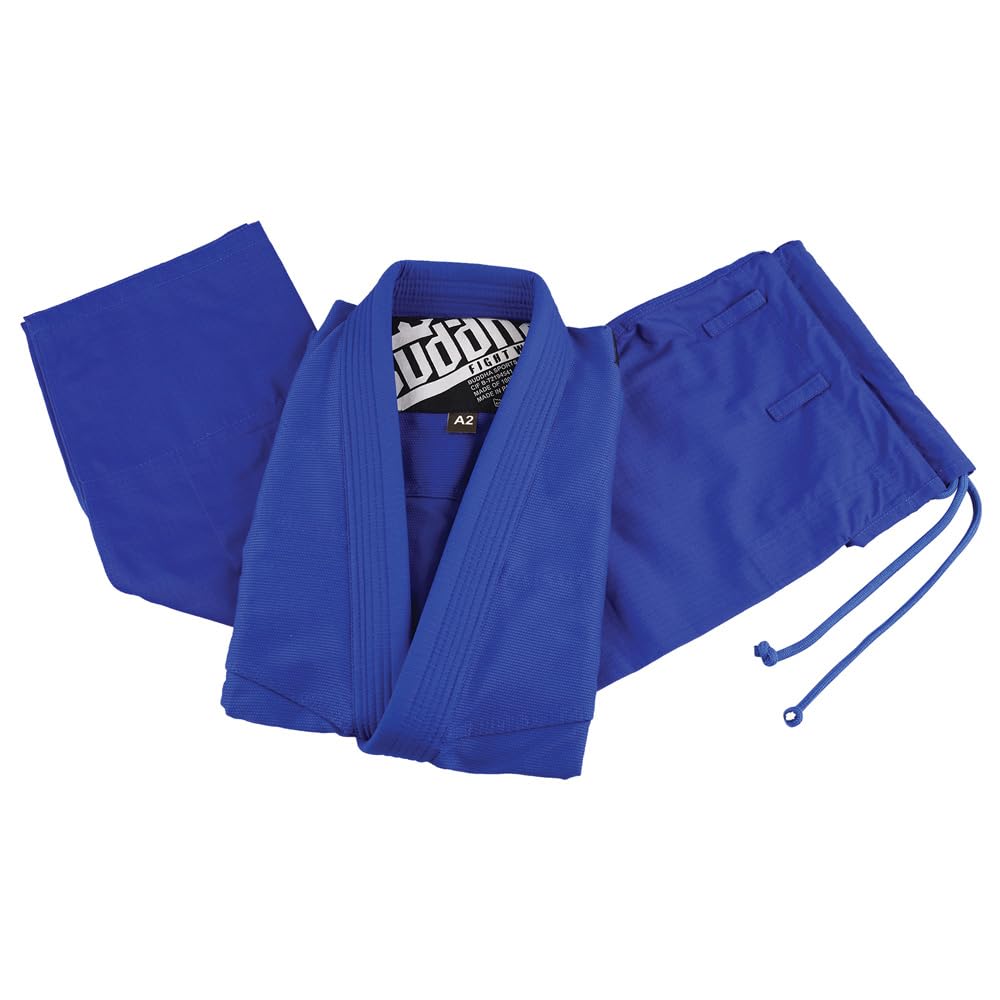 Buddha Fight Wear -Kimono Premium Infinity schwarz Jiu Jitsu Brasilianer / BJJ Gi mit weißem Gürtel, Unisex Erwachsene