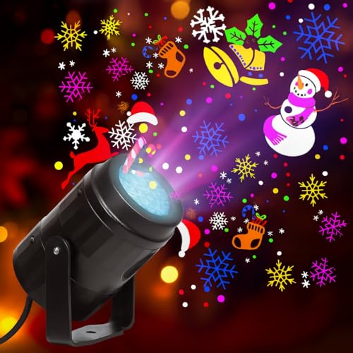 Image of Christmas Projector Lights Outdoor Indoor,Christmas LED Lights Projector with Christmas Decorative Patterns for Indoor Outdoor Window, Ground, Roof, Wall, Holiday Projector for Xmas